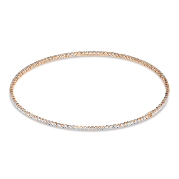 Straight riviere necklace with 14.60 Ct lab grown diamonds in red gold