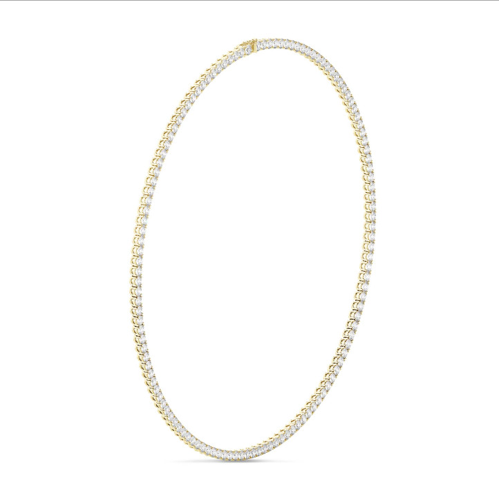 Straight riviere necklace with 14.60 Ct lab grown diamonds in red gold