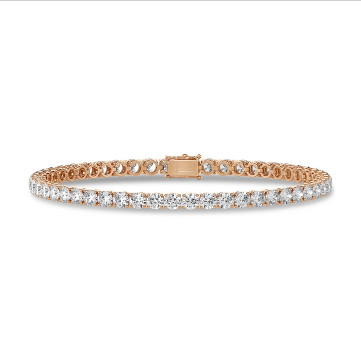 5.20 carat tennis bracelet in red gold with lab grown diamonds