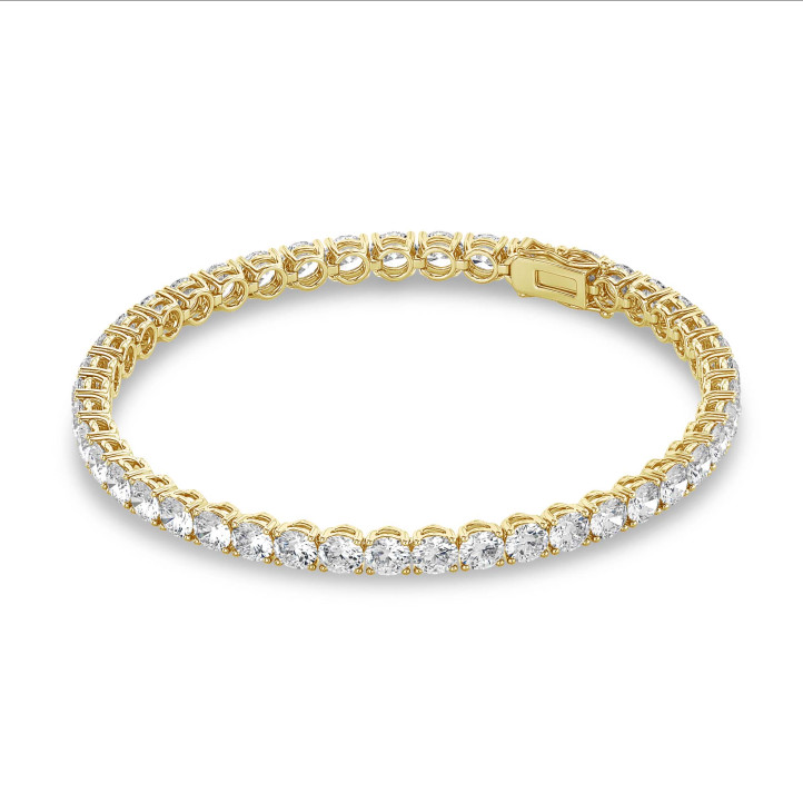 9.80 carat tennis bracelet in yellow gold with lab grown diamonds