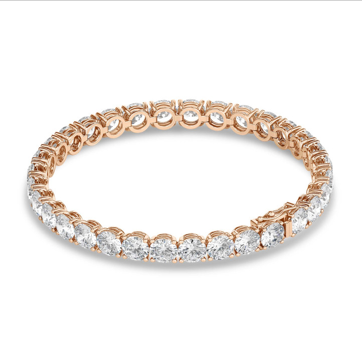 14.50 carat tennis bracelet in red gold with lab grown diamonds