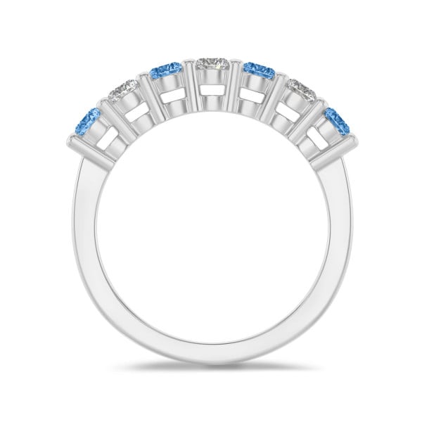 Search all PLP - Half set ring with 0.70 carat blue and white diamonds in white gold