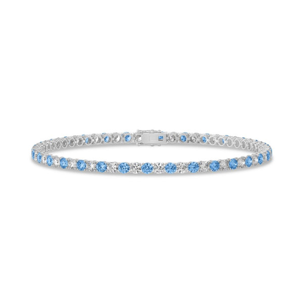 Bracelets - 3.50 carat tennis bracelet in white gold with blue and white lab grown diamonds