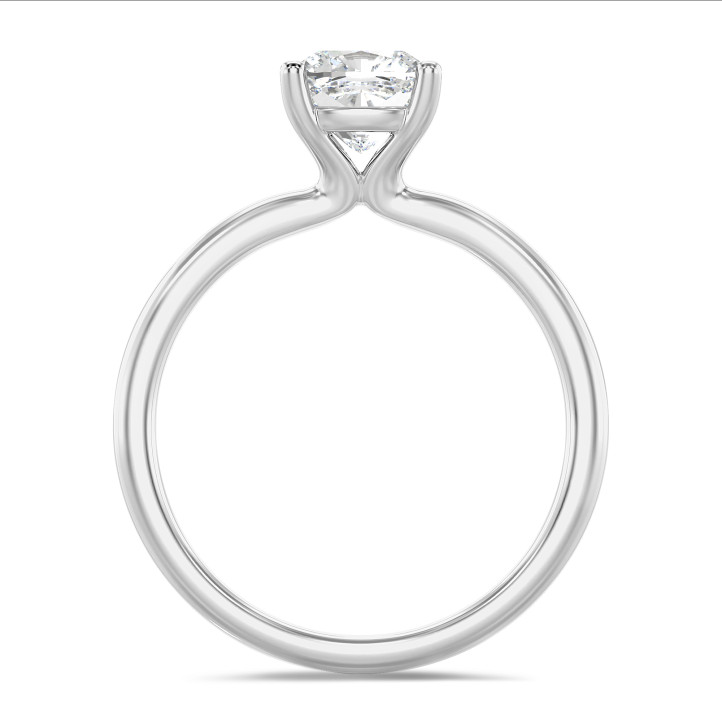 1.20 carat solitaire ring with a lab grown cushion diamond in white gold