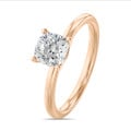 1.20 carat solitaire ring with a cushion diamond in red gold