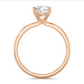 1.50 carat solitaire ring with a lab grown cushion diamond in red gold