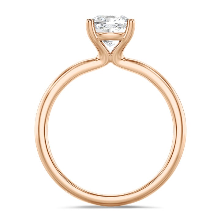 1.50 carat solitaire ring with a cushion diamond in red gold