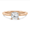 2.50 carat solitaire ring with a cushion diamond in red gold