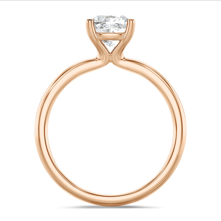 3.00 carat solitaire ring with a lab grown cushion diamond in red gold