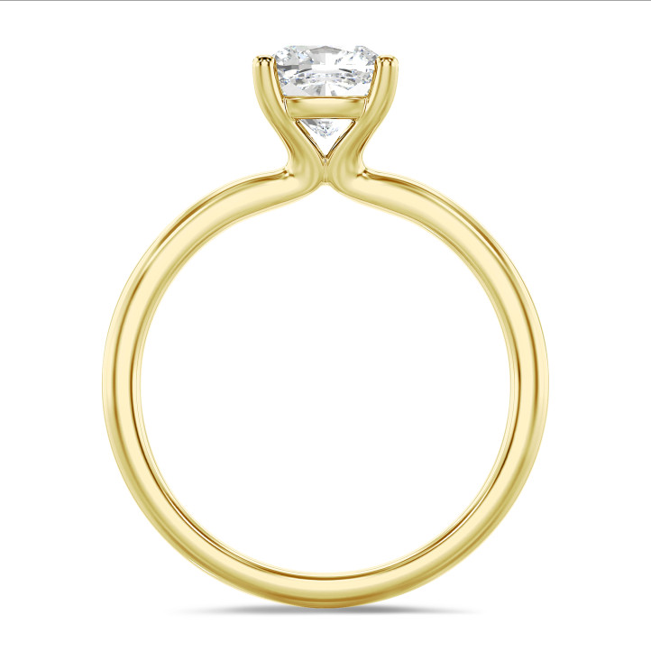 1.00 carat solitaire ring with a cushion diamond in yellow gold