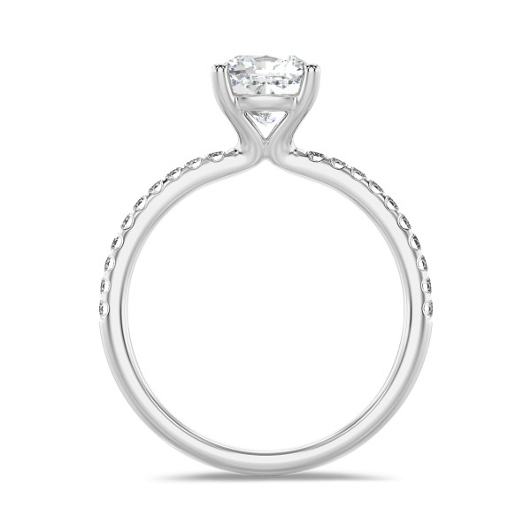Engagement rings - 2.00 carat solitaire ring with a cushion diamond in white gold with side diamonds