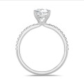 3.00 carat solitaire ring with a lab grown cushion diamond in white gold with lab grown side diamonds