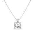 1.00 carat solitaire cushion cut diamond pendant in white gold