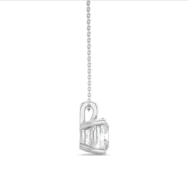 1.00 carat solitaire cushion cut diamond pendant in white gold