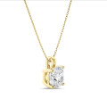 3.00 carat solitaire lab grown cushion cut diamond pendant in yellow gold