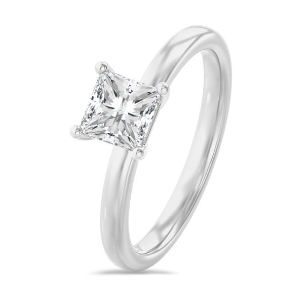 Rings - 1.00 carat solitaire ring with a lab grown princess diamond in white gold