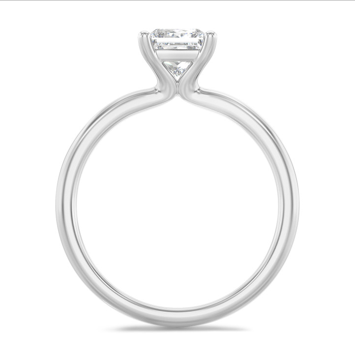 2.50 carat solitaire ring with a lab grown princess diamond in white gold