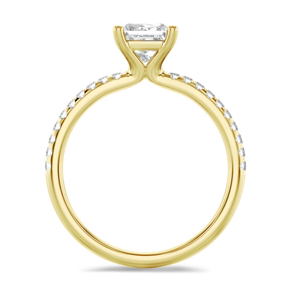Search all PLP - 3.00 carat solitaire ring with a lab grown princess diamond in yellow gold with lab grown side diamonds