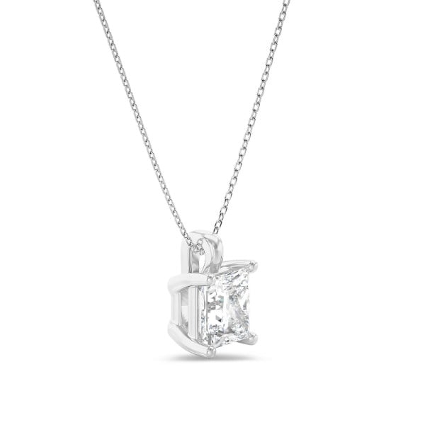 Necklaces - 1.00 carat solitaire princess diamond pendant in white gold