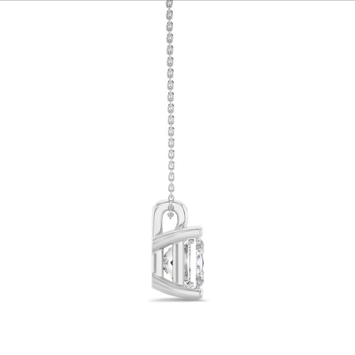 1.00 carat solitaire princess diamond pendant in white gold