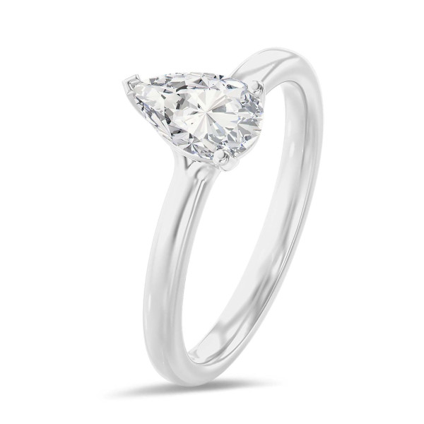 Engagement rings - 1.00 carat solitaire ring with lab grown pear diamond in white gold