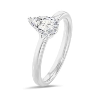 2.00 carat solitaire ring with pear diamond in white gold