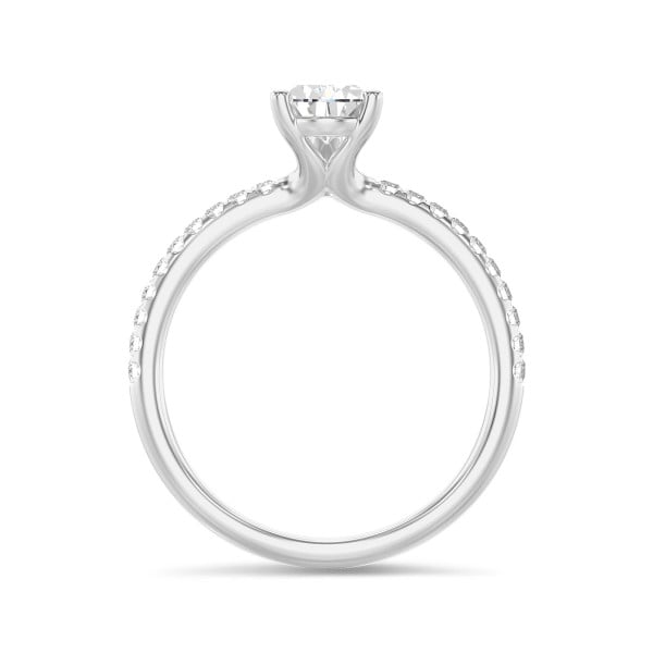 Search all PLP - 1.00 carat solitaire ring with lab grown pear diamond in white gold with lab grown side diamonds
