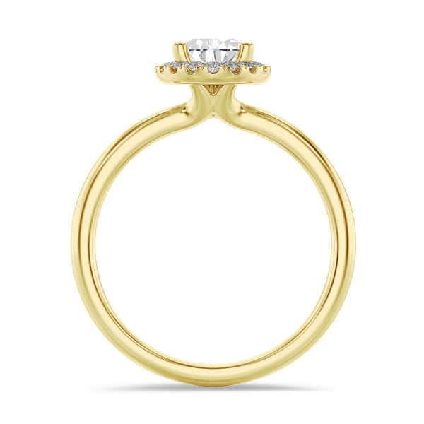 Rings - 1.00 carat solitaire halo ring with pear diamond in yellow gold with round diamonds
