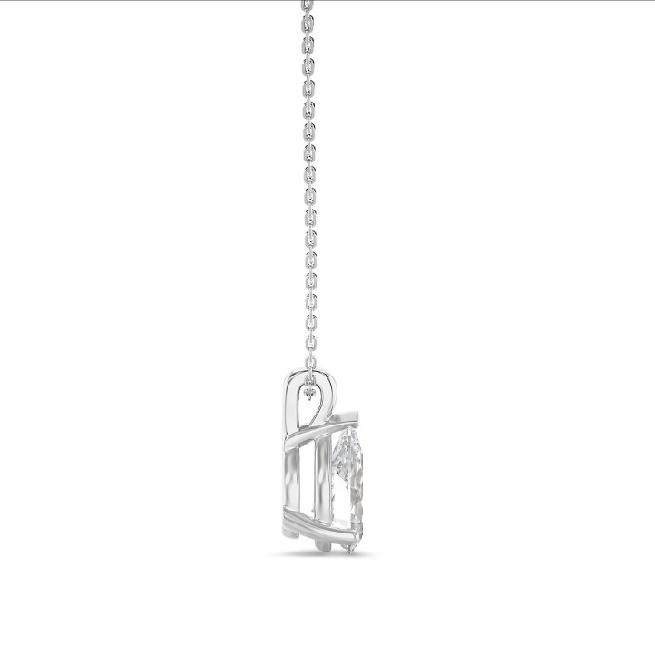 1.00 carat solitaire pear cut diamond pendant in white gold
