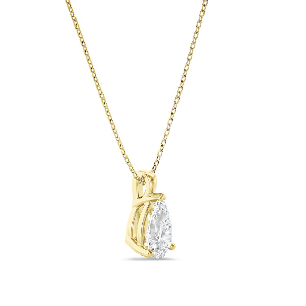 Necklaces - 1.00 carat solitaire pear cut diamond pendant in yellow gold