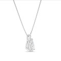2.00 carat solitaire pear cut diamond pendant in white gold