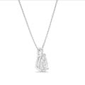 3.00 carat solitaire lab grown pear cut diamond pendant in white gold
