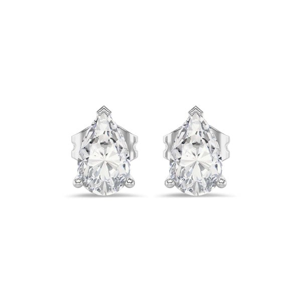 Earrings - 2.00 carat solitaire pear cut diamond earrings in white gold
