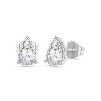 2.00 carat solitaire pear cut diamond earrings in white gold