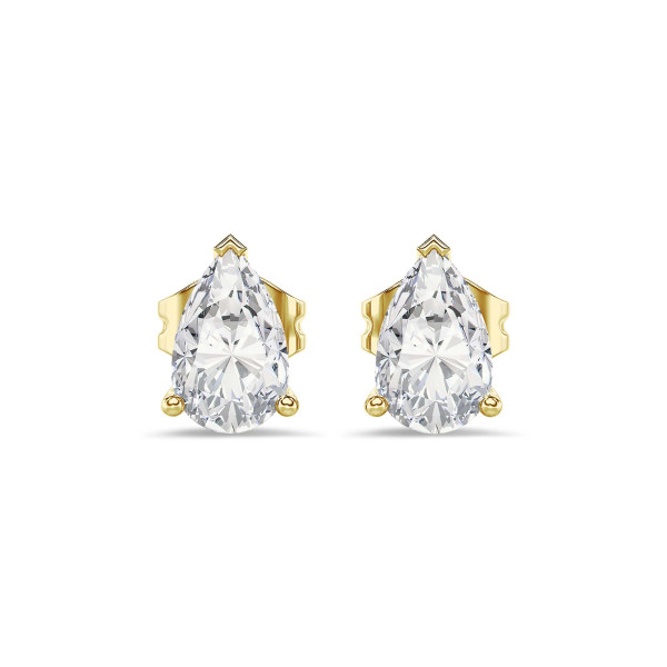 Search all PLP - 2.00 carat solitaire lab grown pear cut diamond earrings in yellow gold
