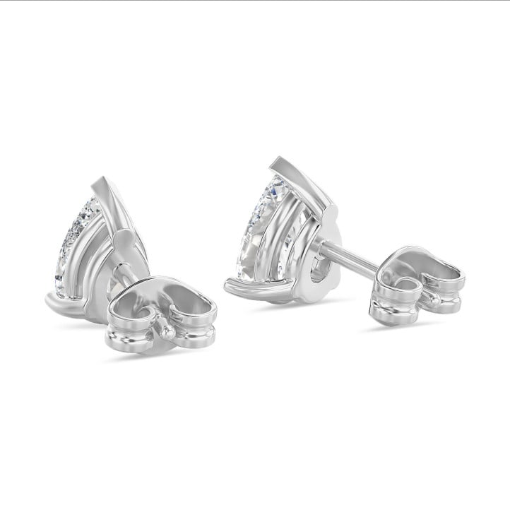 4.00 carat solitaire pear cut diamond earrings in white gold