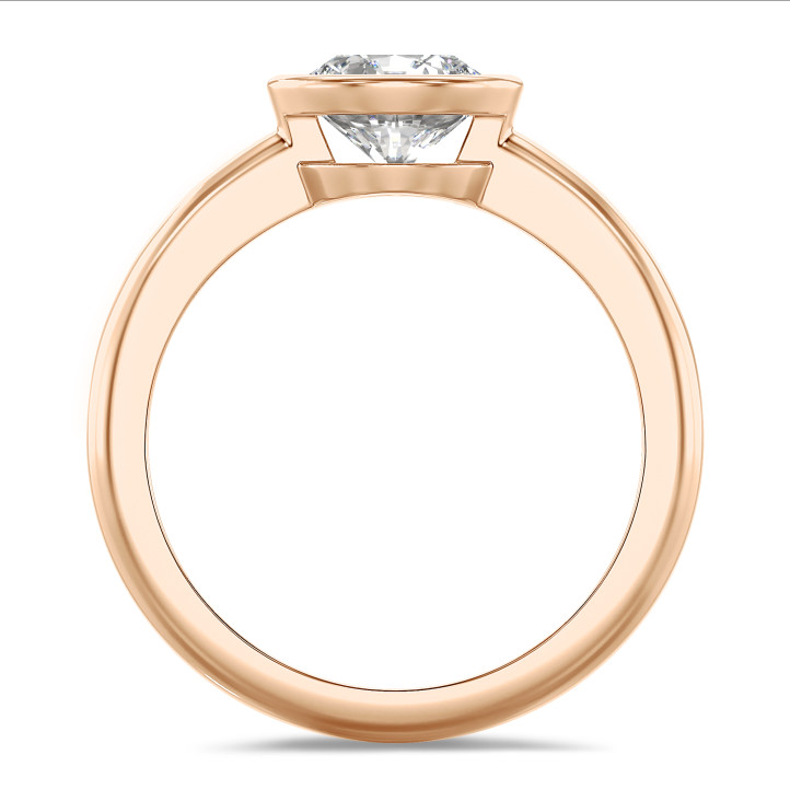 1.50 carat solitaire ring in red gold with round lab grown diamond