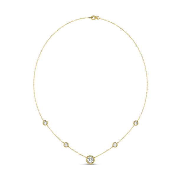 Necklaces - 1.80 carat diamond satellite necklace in yellow gold