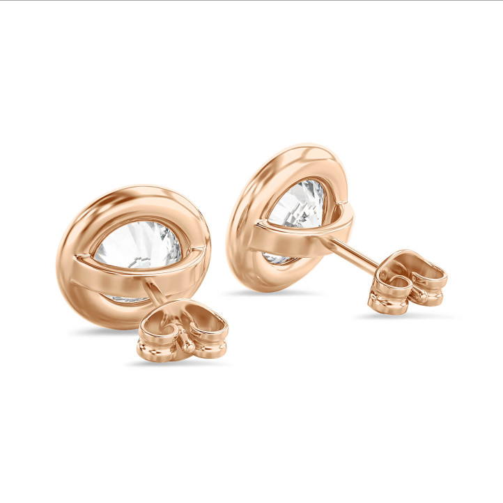 2.00 carat lab grown diamond satellite earrings in red gold