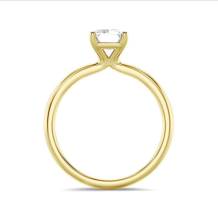 1.20 carat solitaire ring with a emerald cut diamond in yellow gold