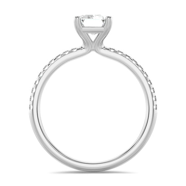Search all PLP - 1.00 carat solitaire ring with a emerald cut diamond in white gold with side diamonds