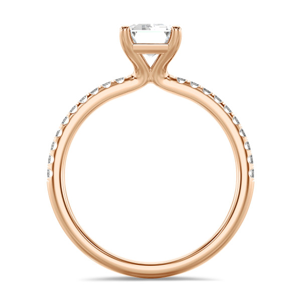 Search all PLP - 3.00 carat solitaire ring with a lab grown emerald cut diamond in red gold with lab grown side diamonds