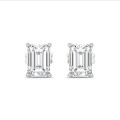2.00 carat solitaire emerald cut diamond earrings in white gold