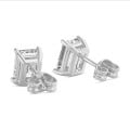3.00 carat solitaire emerald cut diamond earrings in white gold