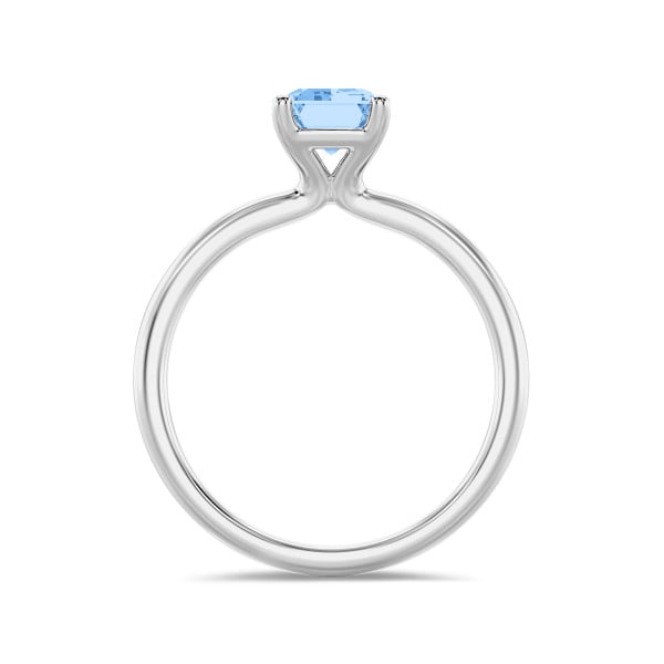 Rings - 1.00 carat solitaire ring with a blue lab grown emerald cut diamond in white gold