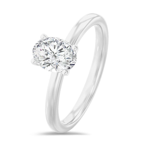 Engagement rings - 2.00 carat solitaire ring with lab grown oval diamond in white gold