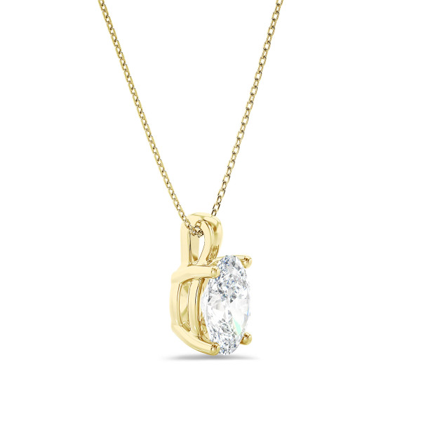Necklaces - 1.00 carat solitaire lab grown oval cut diamond pendant in yellow gold