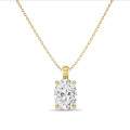 2.00 carat solitaire lab grown oval cut diamond pendant in yellow gold