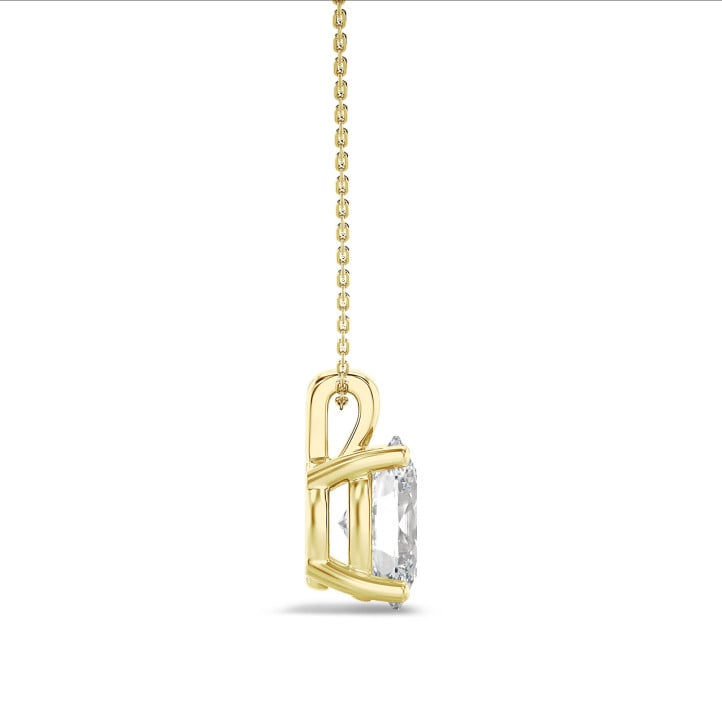3.00 carat solitaire oval cut diamond pendant in yellow gold