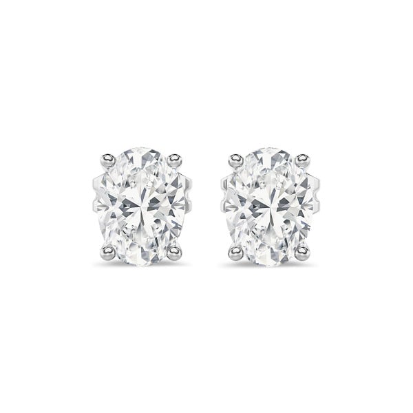 Search all PLP - 2.00 carat solitaire lab grown oval cut diamond earrings in white gold
